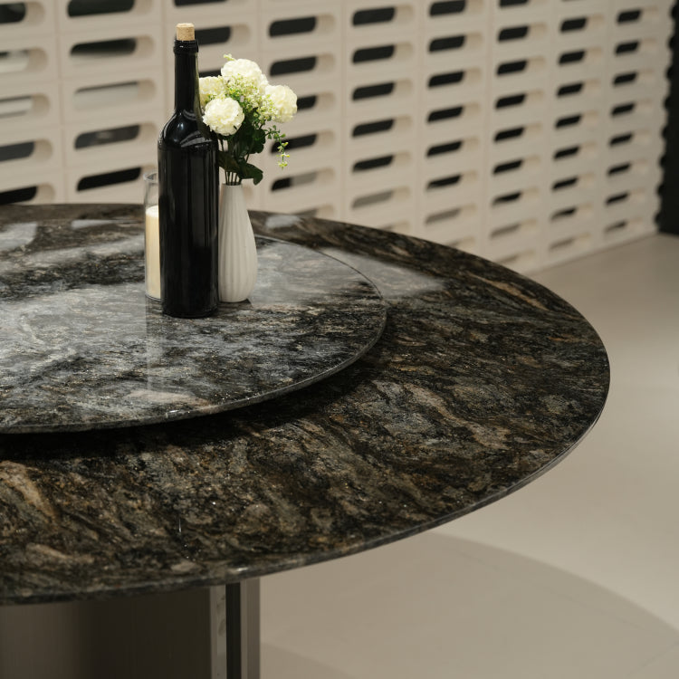 デザイナーズ 大理石ダイニングテーブル ブラックマーブル 回転盤付き ラグジュアリーモダン 円形テーブル jrjj-6346