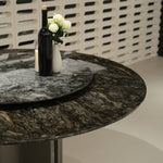 デザイナーズ 大理石ダイニングテーブル ブラックマーブル 回転盤付き ラグジュアリーモダン 円形テーブル jrjj-6346