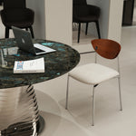 デザイナーズ 大理石ダイニングテーブル ブルーラブラドライト調 螺旋ステンレス脚 ラグジュアリーモダン jrjj-6614