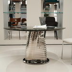 デザイナーズ 大理石ダイニングテーブル ブルーラブラドライト調 螺旋ステンレス脚 ラグジュアリーモダン jrjj-6614