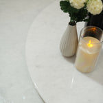 デザイナーズ 大理石ダイニングテーブル ホワイト×ブラック 高級ラグジュアリー 円形テーブル 回転盤付き jrjj-A30