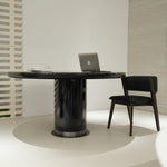 デザイナーズ 大理石ダイニングテーブル ブラック×ブロンズ 天然石天板 円形ラグジュアリー モダンテーブル jrjj-6806