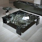 デザイナーズ 大理石センターテーブル ダークグリーン×ブラック 天然石モダン リビングテーブル jrjj-8598