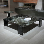 デザイナーズ 大理石センターテーブル ダークグリーン×ブラック 天然石モダン リビングテーブル jrjj-8598