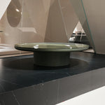 デザイナーズ 大理石ローテーブル ダークグリーン 天然石ラグジュアリー 円形モダンリビングテーブル jrjj-8699