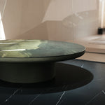 デザイナーズ 大理石ローテーブル ダークグリーン 天然石ラグジュアリー 円形モダンリビングテーブル jrjj-8699