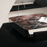 デザイナーズ 大理石ローテーブル ダークレッド×ブラック センターテーブル 高級ラグジュアリー リビングテーブル110cm jrjj-8653