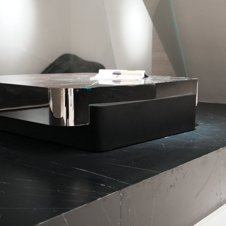 デザイナーズ 大理石ローテーブル ダークレッド×ブラック センターテーブル 高級ラグジュアリー リビングテーブル110cm jrjj-8653