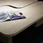 デザイナーズ トラバーチン ローテーブル ナチュラルベージュ センターテーブル 天然石モダン 組み合わせリビングテーブル120cm×90cm jrjj-8573