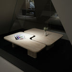 デザイナーズ トラバーチン ローテーブル ナチュラルベージュ センターテーブル 天然石モダン 組み合わせリビングテーブル120cm×90cm jrjj-8573