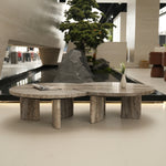 デザイナーズ トラバーチン ローテーブル センターテーブル 天然石グレージュモダン 組み合わせリビングテーブル ラグジュアリーデザイン90cm jrjj-8575