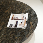 デザイナーズ 大理石ローテーブル センターテーブル 天然石ブラックブロンズ 天板輝き仕上げ 高級リビングテーブル100cm 50cm jrjj-8239A