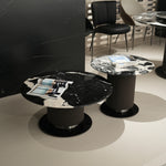 デザイナーズ 大理石ローテーブル 天然石ブラック&ホワイトモダン 丸テーブルセット ラグジュアリーインテリア80cm 60cm jrjj-8689