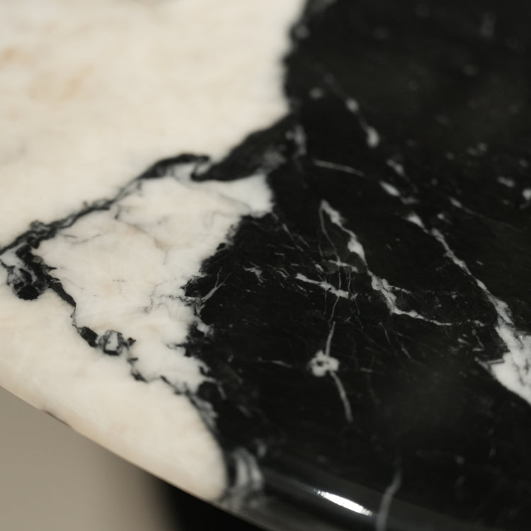 デザイナーズ 大理石ローテーブル 天然石ブラック&ホワイトモダン 丸テーブルセット ラグジュアリーインテリア80cm 60cm jrjj-8689