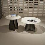 デザイナーズ 大理石ローテーブル センターテーブル ホワイトストーン天板 鏡面ステンレス脚 高級モダンインテリア42cm 30cm jrjj-8221