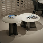 デザイナーズ 大理石ローテーブル センターテーブル ホワイトストーン天板 鏡面ステンレス脚 高級モダンインテリア42cm 30cm jrjj-8221