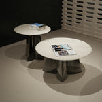 デザイナーズ 大理石ローテーブル センターテーブル ホワイトストーン天板 鏡面ステンレス脚 高級モダンインテリア42cm 30cm jrjj-8221