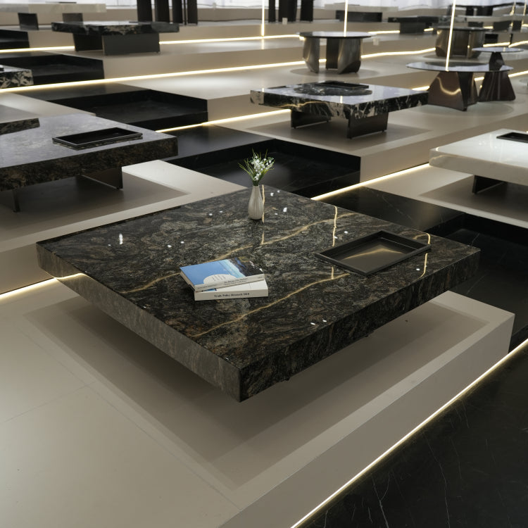 デザイナーズ 大理石センターテーブル モダンラグジュアリー スクエアローテーブル 4色展開120cm 100cm jrjj-899A