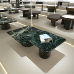 デザイナーズ 大理石ローテーブル 高級グリーンストーン モダンラグジュアリー センターテーブル80cm jrjj-8506