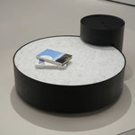 デザイナーズ 大理石ローテーブル モダンラグジュアリー ホワイトストーン×ブラックベース 円形センターテーブル90cm 40cm jrjj-8508