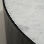 デザイナーズ 大理石ローテーブル モダンラグジュアリー ホワイトストーン×ブラックベース 円形センターテーブル90cm 40cm jrjj-8508