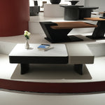 デザイナーズ 収納ローテーブル 微結晶ガラス天板 センターテーブル モダンラグジュアリー ホワイト×グレーカラー 130cm×70cm jrjj-8518