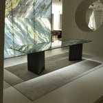 ラグジュアリー 天然大理石ダイニングテーブル ブルージェイド調天板 高級モダンインテリア リビング?ダイニング兼用 260cm×100cm jrjj-6634