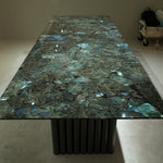 ラグジュアリー 天然大理石ダイニングテーブル ブルージェイド調天板 高級モダンインテリア リビング?ダイニング兼用 260cm×100cm jrjj-6634