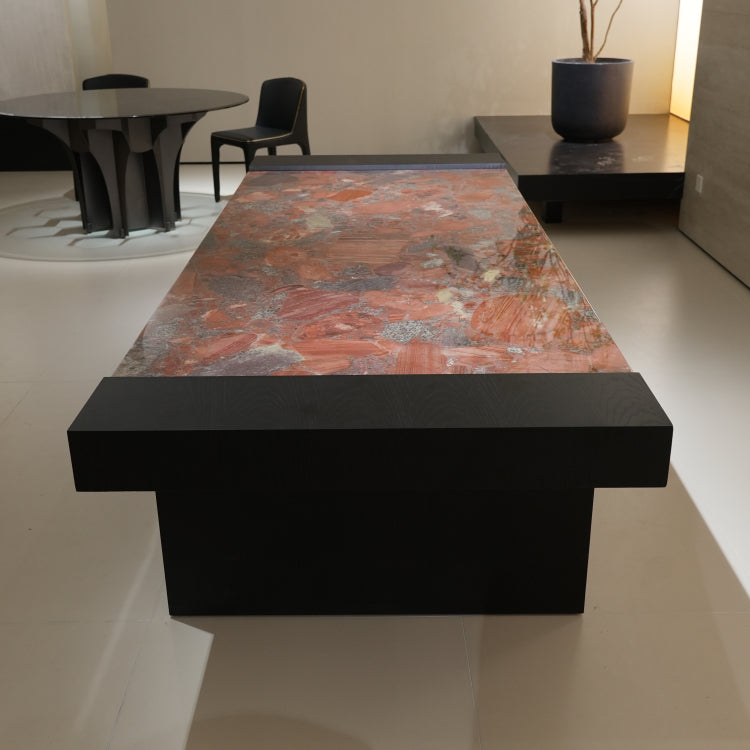 ラグジュアリー 天然大理石ダイニングテーブル ベトナレッド天板 高級レッドマーブル モダンインテリア リビング?ダイニング兼用 260cm×100cm jrjj-6786