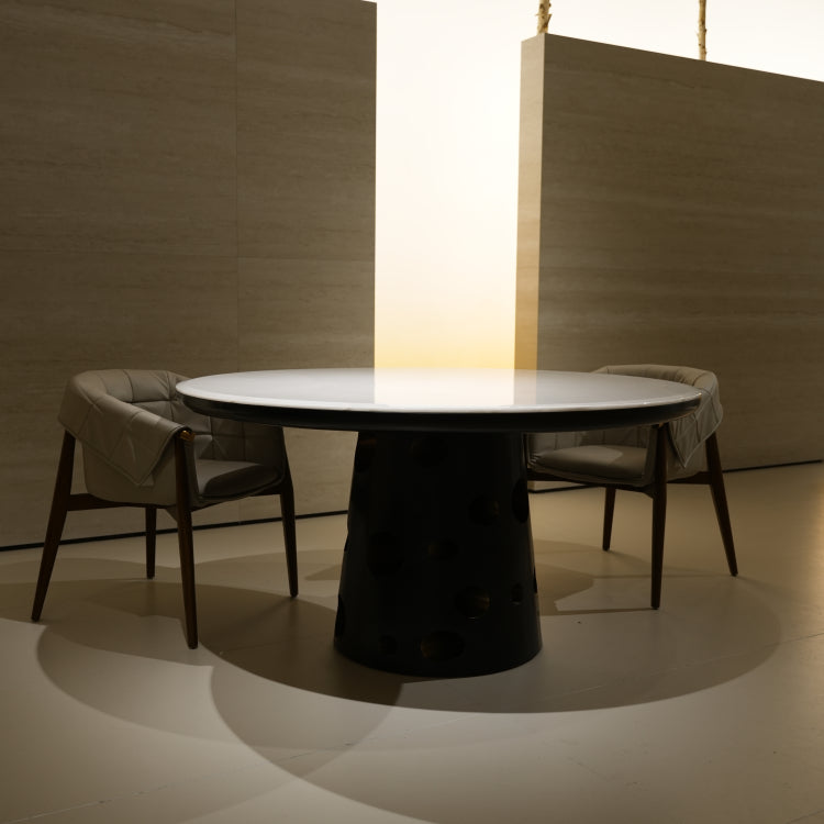 ラグジュアリー 天然大理石ダイニングテーブル シンフェンディホワイト天板 円形ホワイトマーブル 高級モダンインテリア150cm jrjj-6668