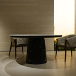 ラグジュアリー 天然大理石ダイニングテーブル シンフェンディホワイト天板 円形ホワイトマーブル 高級モダンインテリア150cm jrjj-6668