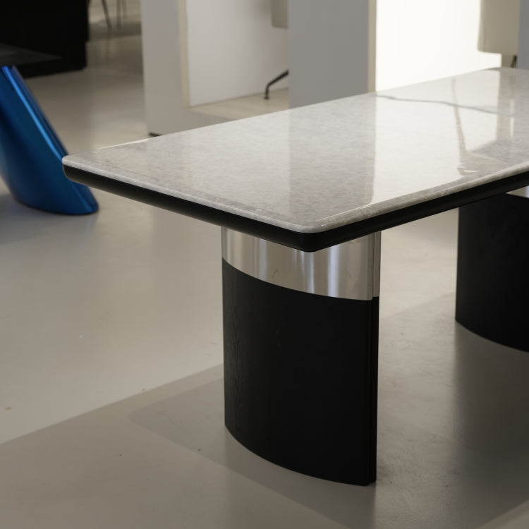 ラグジュアリー 天然大理石ダイニングテーブル ホワイトクリスタル調天板 高級モダンインテリア ブラックベースデザイン180cmjrjj-A35