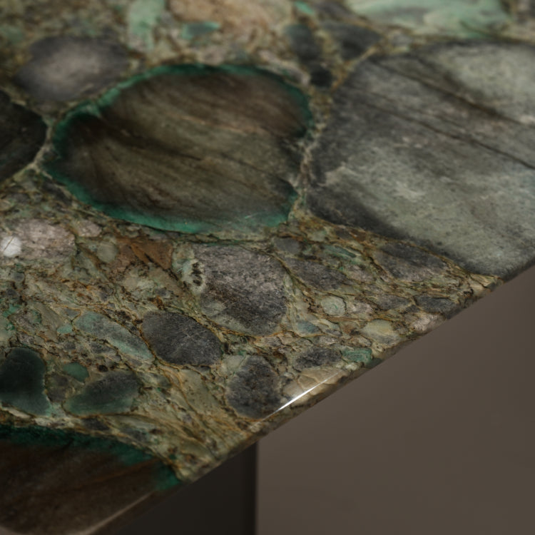 ラグジュアリー 天然大理石ダイニングテーブル エメラルドグリーン調天板 高級モダンインテリア デザイナーズダイニング200cm×100cm jrjj-6389