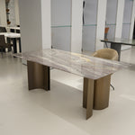 ラグジュアリー 天然大理石ダイニングテーブル パープルグレー調天板 高級モダンインテリア デザイナーズダイニング200cm×100cm jrjj-6636