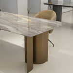 ラグジュアリー 天然大理石ダイニングテーブル パープルグレー調天板 高級モダンインテリア デザイナーズダイニング200cm×100cm jrjj-6636