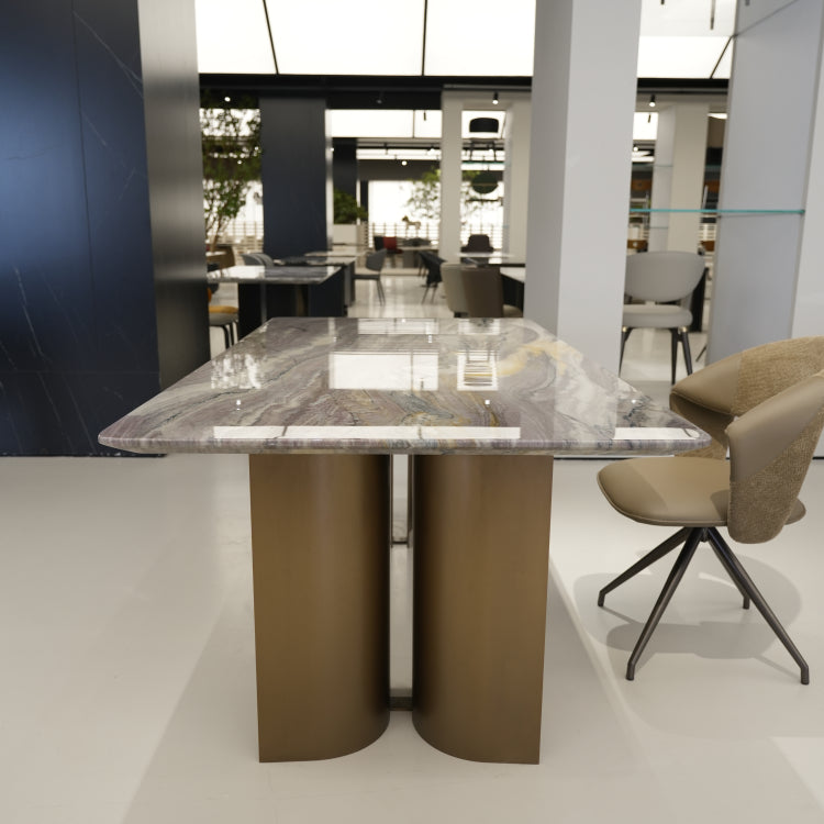 ラグジュアリー 天然大理石ダイニングテーブル パープルグレー調天板 高級モダンインテリア デザイナーズダイニング200cm×100cm jrjj-6636