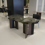 ラグジュアリー 天然大理石テーブル ダイニングテーブル ブルーグリーン調天板 高級モダンインテリア デザイナーズダイニング180cm×90cm jrjj-6765