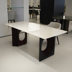 ラグジュアリー 天然大理石テーブル ダイニングテーブル ホワイトアイス調天板 高級モダンインテリア デザイナーズダイニング180cm×90cm jrjj-A53