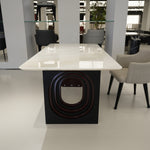 ラグジュアリー 天然大理石テーブル ダイニングテーブル ホワイトアイス調天板 高級モダンインテリア デザイナーズダイニング180cm×90cm jrjj-A53