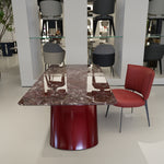 ラグジュアリー 天然大理石テーブル ダイニングテーブル パープルレッド調天板 高級モダンインテリア デザイナーズダイニング180cm×90cm jrjj-6694