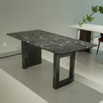 ラグジュアリー 天然大理石テーブル 黒×ゴールド調 ダイニングテーブル 高級モノトーンモダン デザイナーズダイニング180cm 160cm jrjj-6145