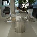 天然大理石 ヴェネチアブラウン マーブルテーブル ダイニングテーブル 高級モダンデザイン ステンレス脚 ラグジュアリー家具180cm×90cm jrjj-6739