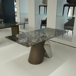 ラグジュアリー 天然大理石テーブル ダイニングテーブル プラチナグレー調 高級メタリックモダン ダイニング デザイナーズ家具180cm×90cm jrjj-6770