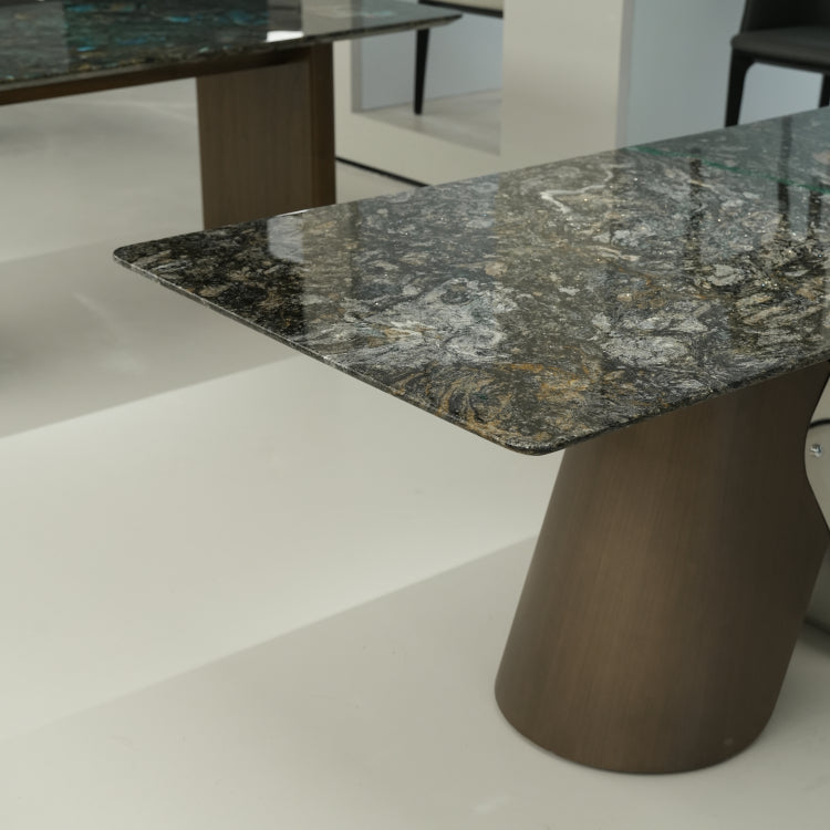 ラグジュアリー 天然大理石テーブル ダイニングテーブル プラチナグレー調 高級メタリックモダン ダイニング デザイナーズ家具180cm×90cm jrjj-6770