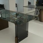 ラグジュアリー 天然大理石テーブル ダイニングテーブル プラチナグリーン調 高級デザイナーズダイニング アートモダン家具180cm×90cm jrjj-A06