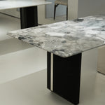 ラグジュアリー 天然大理石ダイニングテーブル フェンディホワイト調天板 高級モダンインテリア ダイニングデザイン180cm 250cm jrjj-6801