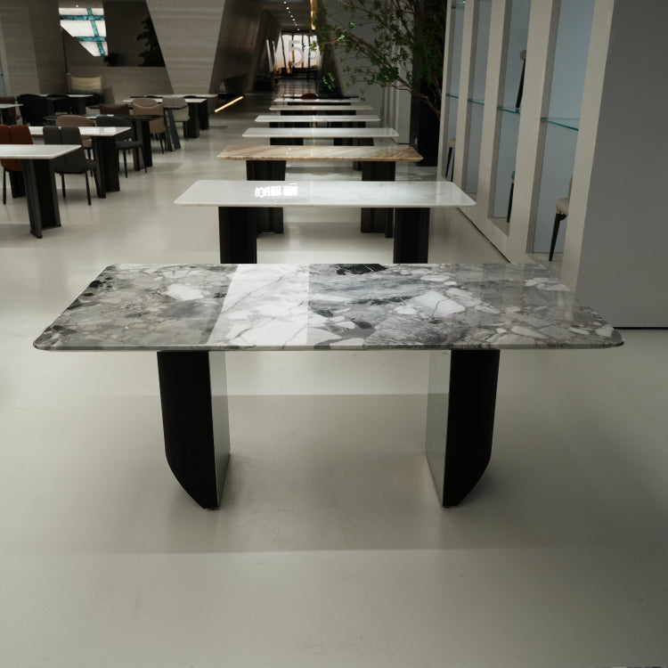 ラグジュアリー 天然大理石ダイニングテーブル フェンディホワイト調天板 高級モダンインテリア ダイニングデザイン180cm 250cm jrjj-6801