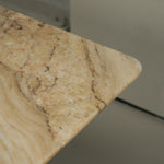 ラグジュアリー 天然大理石テーブル ブルーゴールド調 高級デザイナーズ モダンインテリア ダイニングテーブル180cm×90cm jrjj-6697