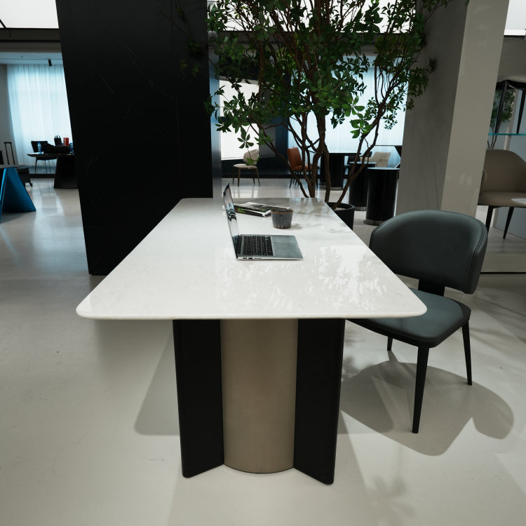 ラグジュアリー 天然大理石テーブル ダイニングテーブル ホワイトマーブル調 高級デザイナーズ家具 モダンインテリア180cm×90cm jrjj-6715