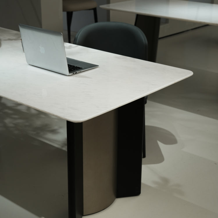 ラグジュアリー 天然大理石テーブル ダイニングテーブル ホワイトマーブル調 高級デザイナーズ家具 モダンインテリア180cm×90cm jrjj-6715